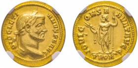 Diocletianus 284-305 
Aureus, Rome, 284-305, AU 5.11 g.
Avers : DIOCLETIANVS P F AVG Tête laurée à droite. /Revers : IOVI CONSERVAT AVGG à l’exergue...