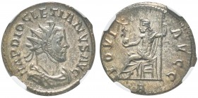 Diocletianus 284-305 
Antoninianus, Lugdunum (Lyon), 293, Billon 4.07 g.
Avers : IMP DIOCLETIANVS AVG Buste radié à droite. /Revers : IOVI AVGG Jupi...