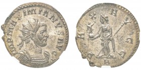 Maximianus I 286-310
Antoninianus, Lugdunum (Lyon), Billon 3.38 g.
Avers : IMP MAXIMIANVS AVG Buste radié et cuirassé à droite. /Revers : PAX AVGG B...