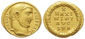 Maximinus II Daia 310-313 
Aureus, Antioche, 310, AU 5.3 g. Avers : MAXIMINVS P F AVG Tête laurée à droite. /Revers : X MAXI MINI AVG SMA Inscription...