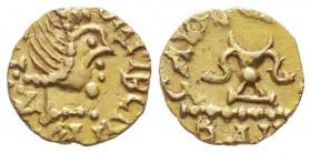 Mérovingiens, Sigebert III 639-656
Tremissis, Banassac, vers 639-645, AU 1.23 g.
Avers : SIGIBERTVS RIX Tête diadèmée à droite.
Revers : GAVALETANO...