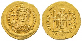 Justinianus I 527-565 
Solidus, Rome, 542-565, AU 4.4 g.
Ref : MIB34, DOC 320, Sear 291 Conservation : TTB/SUP. Rare
