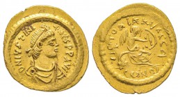 Justinianus I 527-565
Sémissis, Constantinople, 527-565, AU 2.22 g.
Ref : Sear 143 Conservation : Superbe
