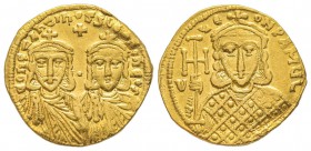Constantine V 741-775 
Solidus avec Leo III, Costantinople, 741-775, AU 4.34 g.
Ref : Sear 1551 Conservation : TTB