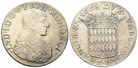Monaco, Louis I 1662-1701 
Écu de 3 Livres ou 60 Sols, 1668, AG 27.2 g.
Avers : LVD I D G PRIN MONOECI Buste drapé et cuirassé à droite 
Revers : D...