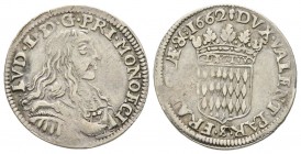 Monaco, Louis I 1662-1701 
1/12 Ecu ou 5 sols, 1662, AG 2.22 g.
Avers : LVD I D G PRIN MONOECI Buste drapé et cuirassé à droite 
Revers : DVX VALEN...