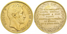 Monaco, Honoré V 1819-1841
Médaille de visite au module de 5 francs en Cuivre jaune 1838, 28.26 g.
Avers : HONORE V PRINCE DE MONACO /Revers : PONS ...