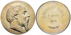 Monaco, Charles III 1856-1889
Médaille en argent par H. Ponscarme, attribuée à Laurent Brun, 7 août 1876, AG 89.85 g., 52 mm 
Conservation : Superbe...