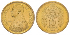 Monaco, Louis II 1922-1949
10 Francs Essai, 1946, AU 13.5 g.
Ref : G. MC136 Conservation : PCGS SP62 Quantité: 180 exemplaires. Très Rare