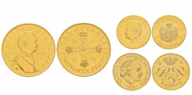 Monaco, Louis II 1922-1949
Lot de trois ESSAI en or, 50 Francs, 10 Francs et 5 Francs, Monaco, 1974, AU 90.2 g. 920‰
Ref : G. MC153 - MC156 - MC163 ...