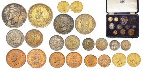 South Africa, George VI 1937-1952
Proof set contenant 11 monnaies dont 1 et 1/2 Pound, 1952, AU 11.98 g. et 9 monnaies en argent du Crown au Farthing...