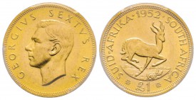 South Africa, George VI 1937-1952
1 Pound, 1952, AU 7.98 g.
Ref : Fr.7, KM#43 Conservation : PCGS MS63