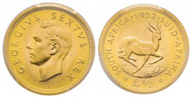 South Africa, George VI 1937-1952
1/2 Pound, 1952, AU 3.99 g.
Ref : Fr.8, KM#42 Conservation : PCGS MS64
