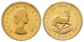 South Africa, Elizabeth II 1952 -
1/2 Pound, 1956, AU 3.99 g.
Ref : Fr.10, KM#53 Conservation : PCGS PR66
Quantité : 508 exemplaires