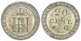 Jérôme Napoléon 1807-1813
20 centimes, Cassel, 1812 C, Billon 3.7 g.
Ref : KM#97 Conservation : PCGS MS63