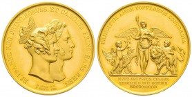 Hessen, Ludwig II 1830-1848
Médaille en or au poids de 12 Ducats 1836, par A. F. König, pour le mariage de son second fils, le prince Carl, avec la p...