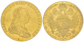 Austria, Franz II 1792-1806, Franz I 1806-1835
4 Ducats, Vienne, 1804 A, AU 13.96 g.
Ref : Fr. 458, KM#1887 
Conservation : PCGS AU53