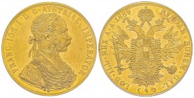 Austria, Franz Joseph, 1848-1916
4 Ducats, Vienne, 1889, AU 13.96 g.
Ref : Fr. 487, KM#2276 Conservation : PCGS AU58