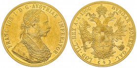 Austria, Franz Joseph, 1848-1916
4 Ducats, Vienne, 1900, AU 13.96 g. Ref : Fr. 487, KM#2276 Conservation : Superbe et Proof like