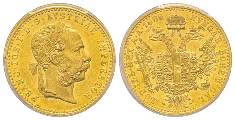 Austria, Franz Joseph, 1848-1916
Ducat, 1889, AU 3.49 g.
Ref : Fr. 493, KM#226...