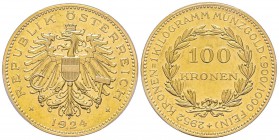 Austria, Franz Joseph, 1848-1916
100 Couronnes, 1924, AU 33.87 g. Ref : Fr. 518, KM#2831 Conservation : PCGS PL58 Quantité : 2851 exemplaires. Rare