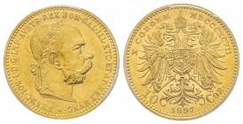 Austria, Franz Joseph, 1848-1916
10 Couronnes, 1897, AU 3.39 g. Ref : Fr. 506, KM#2805 Conservation : PCGS MS61