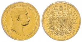 Austria, Franz Joseph, 1848-1916
10 Couronnes, 1909, Marschall, AU 3.39 g. Ref : Fr. 512, KM#2815 
Conservation : PCGS MS61
