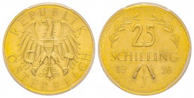 Austria, République 1918-
25 Schilling, 1926, AU 5.88 g.
Ref : Fr. 521, KM#2841 Conservation : PCGS MS63