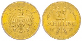 Austria, République 1918-
25 Schilling, 1927, AU 5.88 g.
Ref : Fr. 521, KM#2841 Conservation : PCGS PL64
