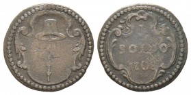 Corsica (Kingdom of), Pascal Paoli 1762-1768
1 soldo, Corte, 1768, Billon 1.32g.
Avers : Anépigraphe. Chapeau de citadin coiffant une pique, dans un...