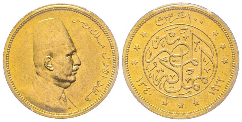 Egypt, Fouad Ier (1341-1355 AH) 1922-1936
100 Piastres, 1340 (1922), AU 8.5 g. ...