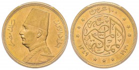 Egypt, Fouad Ier (1341-1355 AH) 1922-1936
100 Piastres, 1349 (1930), AU 8.5 g.
Ref : Fr. 32, KM#354 Conservation : PCGS AU58