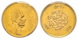 Egypt, Fouad Ier (1341-1355 AH) 1922-1936
20 Piastres, 1341 (1923), AU 1.7 g.
Ref : Fr. 105, KM#339 Conservation : PCGS AU58