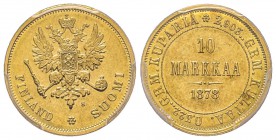 Finland, Alexander II 1855-1881, 
10 Markkaa, 1878 S, AU 3.22 g.
Ref : Fr. 4, KM#8.1 Conservation : PCGS MS62