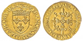Francois I 1515-1547
Écu d’or au soleil, Bayonne, 5ème type 3ème émission, AU 3.40 g.
Ref : Dup. 775, Fr. 345 Conservation : PCGS MS61