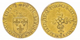 Henri III 1574-1589 Roi de France et de Pologne
Écu d’or, La Rochelle, 1580 H, AU 3.38 g.
Ref : Dup. 1121A, Fr. 386, Sb. 4932 Conservation : PCGS MS...