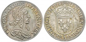 Louis XIII 1610-1643
Écu de 60 Sols, 2ème poinçon de Warin, Paris, 1643 A point, AG 27.29 g. Ref : G.52 Conservation : Superbe. Très belle patine. Fi...