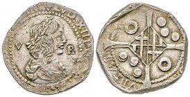 Catalogne, Louis XIII 1610-1643
5 Réaux, Barcelone, 1642, AG 11.86 g.
Avers : LVD XIII D G REX FRAN ET CO BARCIN V R Buste de Louis XIII lauré à dro...