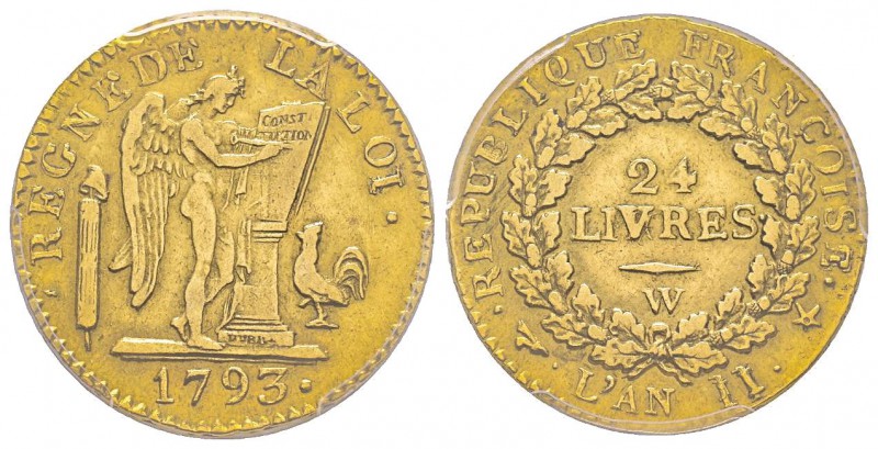 Convention 1792-1795
24 Livres, Lille, 1793 W, AN II, AU 7.67 g. Ref : G.62, Fr...