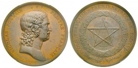 Directoire 1795-1799
Médaille en Cuivre, Prix de peinture, à l’effigie de Nicolas Poussin, par Ramberg Dumarest, Cu 80 g. 56 mm
Avers : NICOLAS POUS...