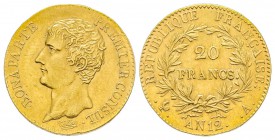 Premier Consul 1799-1804
20 Francs, Paris, AN 12 A, AU 6.44 g. Ref : G.1020, Fr. 487 Conservation : traces de nettoyage sinon Sup-FDC