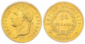 Premier Empire 1804-1814 
20 Francs, Paris, 1809 A, AU 6.45 g. Ref : G.1025, Fr. 516 Conservation : PCGS MS64+. Probablement le plus beau connu pour ...