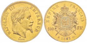 Second Empire 1852-1870
100 Francs, Paris, 1865 A, AU 32.25 g. Ref : G.1136, Fr. 580 Conservation : PCGS MS62 Quantité : 1517 exemplaires. Très rare...