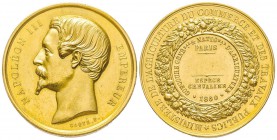Second Empire 1852-1870
Médaille en or, Paris, 1860, Ministère de l’Agriculture du Commerce et des Travaux Publics, AU 84.91 g. 41 mm par Caque Conse...