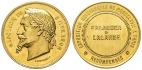 Second Empire 1852-1870
Médaille en or, Paris, 1867, Exposition Universelle, AU 73.30 g. 49 mm par H. Ponscarme. Conservation : presque FDC (Lot extr...