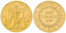 Troisième République 1870-1940
100 Francs, Paris, 1910 A, AU 32.25 g. Ref : G.1137a, Fr. 590 Conservation : PCGS MS62