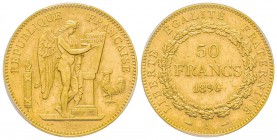 Troisième République 1870-1940
50 Francs, Paris, 1896 A, AU 16.12 g. Ref : G.1113, Fr. 591 Conservation : PCGS MS63 Quantité: 800 exemplaires. Très R...