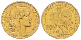 Troisième République 1870-1940
Essai Piéfort de 20 Francs, Paris, 1899 A, AU 9 g. ESSAI en creux sur la tranche. Ref : Taill 276.EP2, Maz.2115a Conse...