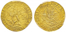 Henry VIII, 1509-1547 Angel, ND, AU 5.12 g. Ref : Fr. 155, Spink 2299 Conservation : PCGS AU58