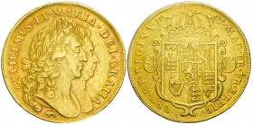 William III et Mary 1688-1694
5 Guineas, 1691, Elephant et Château, AU 41.7 g.
Ref : Fr. 300, Spink 3423 Conservation : presque Superbe
